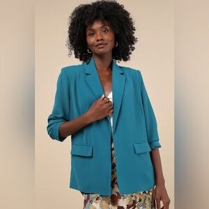 Steve Madden Payton Teal Blue Open-Front Blazer. Medium. NWT!